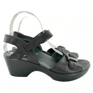 Dansko Jen womens sandals size 39 8.5-9 black leather orthopedic walking comfort
